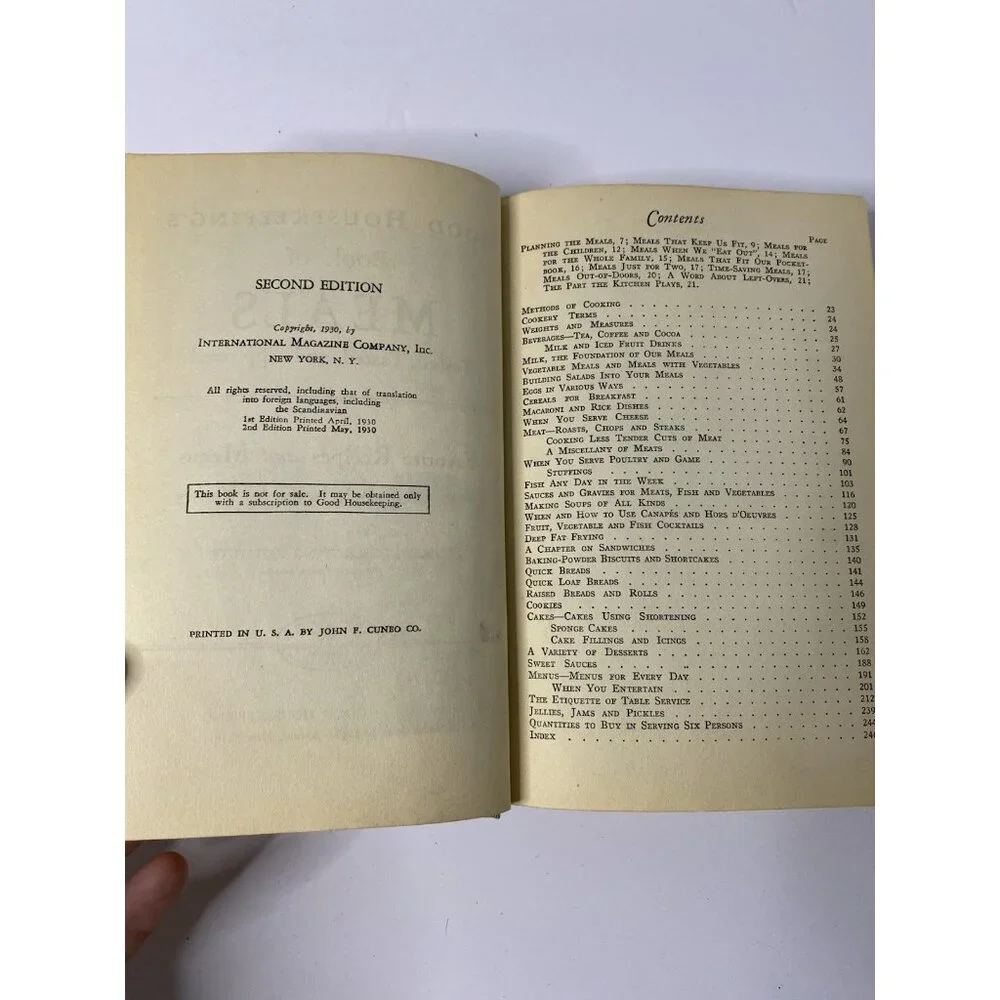 Good Housekeeping Meals Tested‎ Tasted Approved Cookbook 1930 Second Edition